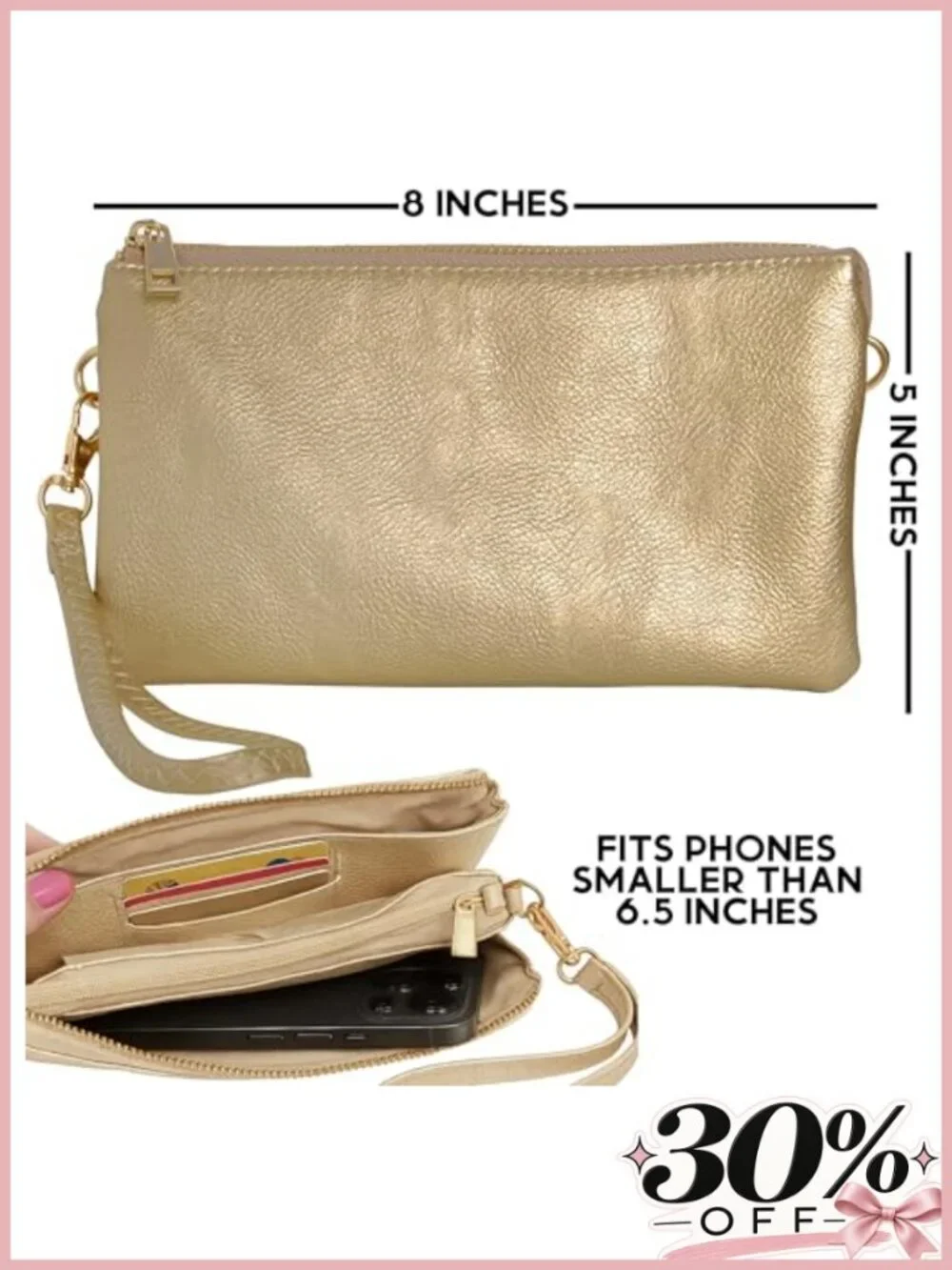 Vegan Leather Convertible Wristlet Crossbody Bag Small Clutch Wallet Purse